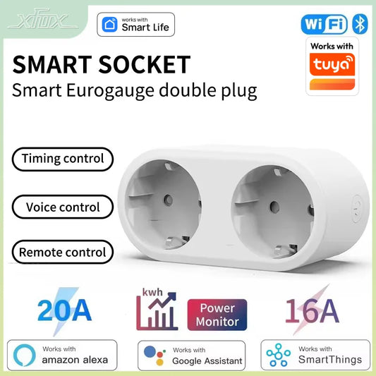 Tuya WiFi Smart Dual Plug Socket EU