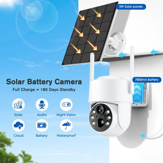 WiFi PTZ Outdoor Wireless Solar IP Camera 4MP HD